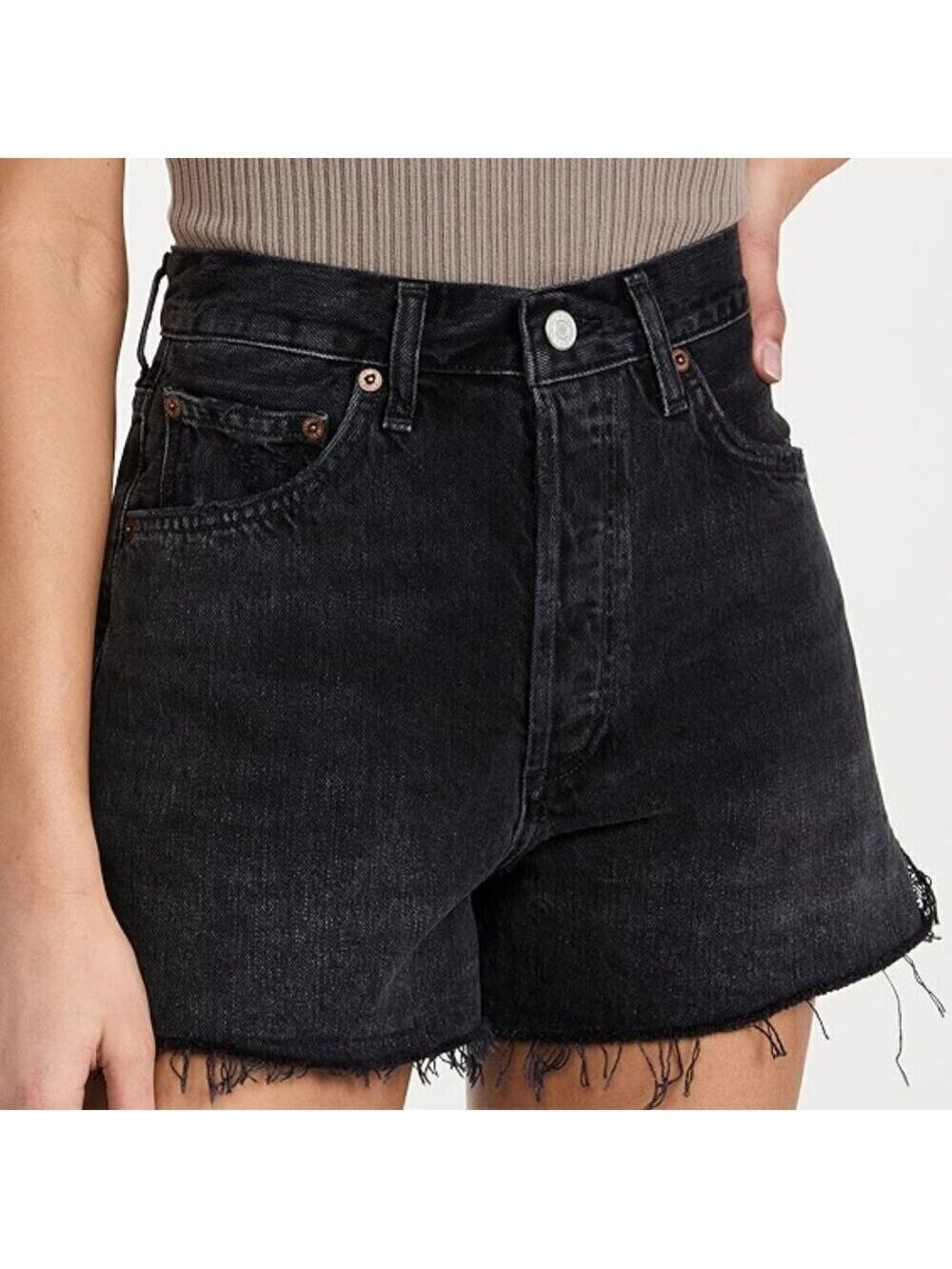 AGOLDE Dee High Rise Black Jean Shorts Size 27